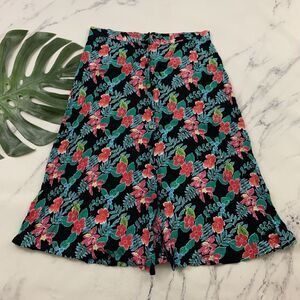 Sag Harbor Womens Vintage 90s Crinkle Midi Skirt Size L Pink Tropical Floral